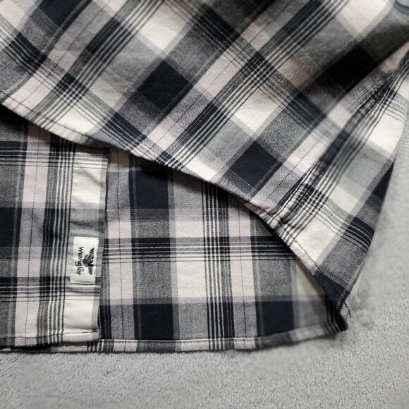 Wrangler Long Sleeve Button Up Flannel Plaid Shirt Black White Men Sz XL - Picture 7 of 9
